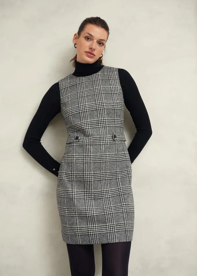 Women Brea Wool Dress Black White Hobbs Dresses and Jumpsuits