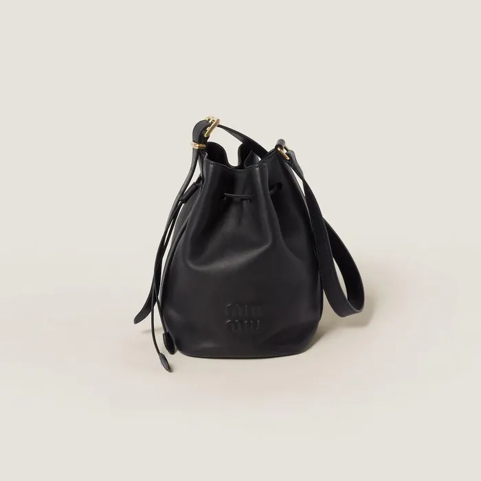 Women Bucket Bags Miu Miu Leather Bucket Bag Black