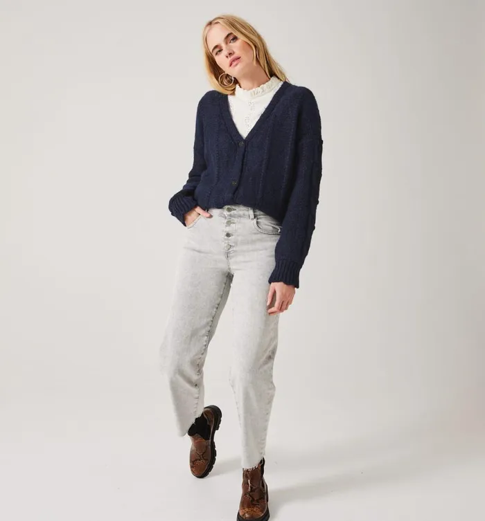 Women Cable Knit Cardigan 8211 Petrole Moyen Promod Jumpers And Cardigans Women Cable Knit Cardigan 8211 Petrole Moyen Promod Jumpers And Cardigans