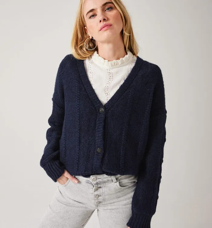 Women Cable Knit Cardigan 8211 Petrole Moyen Promod Jumpers And Cardigans Women Cable Knit Cardigan 8211 Petrole Moyen Promod Jumpers And Cardigans
