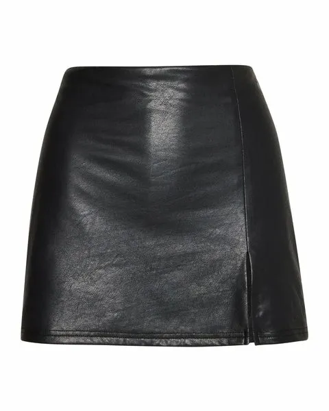 Women CAM FAUX LEATHER SKORT BLACK Black Steve Madden Bottoms Women CAM FAUX LEATHER SKORT BLACK Black Steve Madden Bottoms