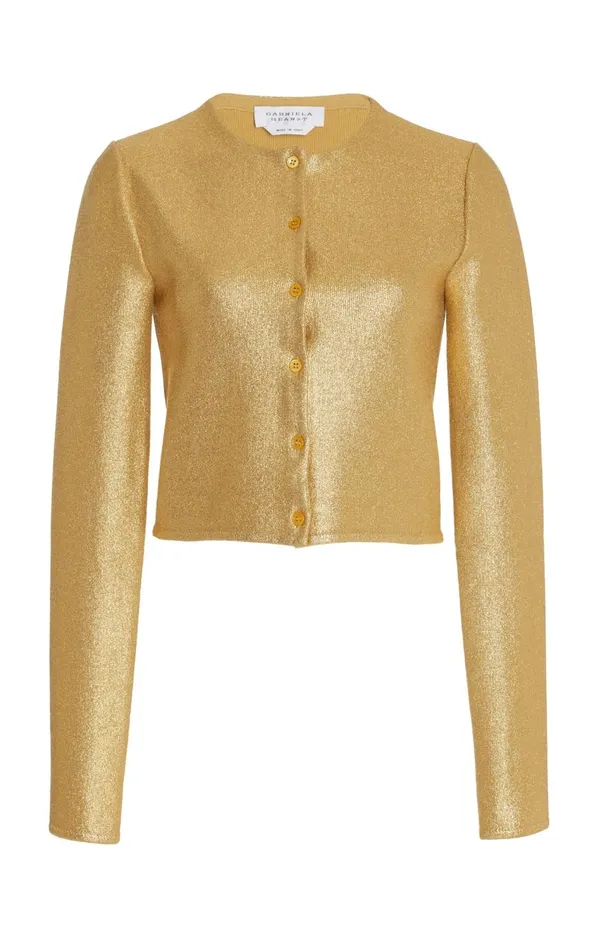 Women Cardigans Gabriela Hearst Katia Knit Cardigan In Gold Merino Wool