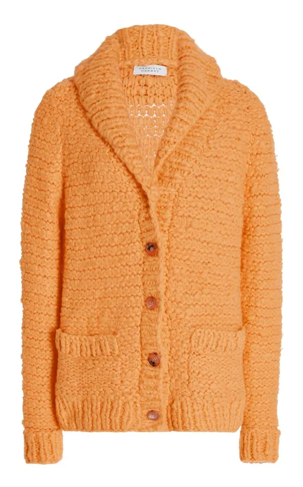 Women Cardigans Gabriela Hearst Moses Knit Cardigan In Fluorescent Orange Welfat Cashmere