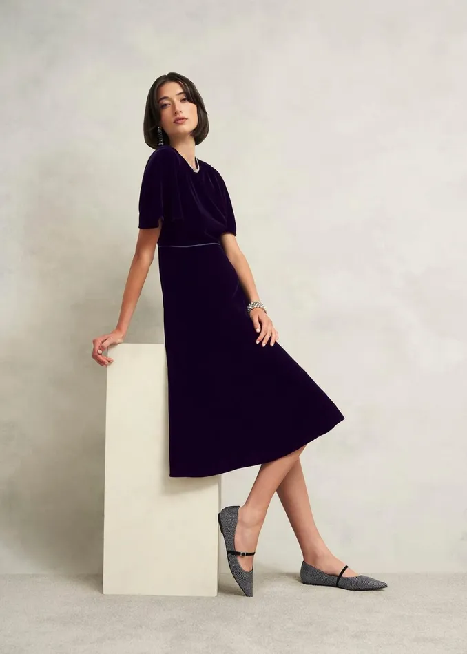 Women Catalina Velvet Dress Midnight Navy Hobbs Dresses and Jumpsuits