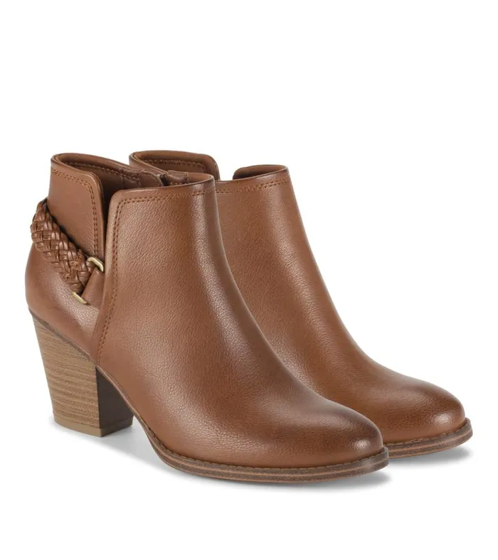 Women Charlotte Block Heel Bootie Walnut Baretraps Booties