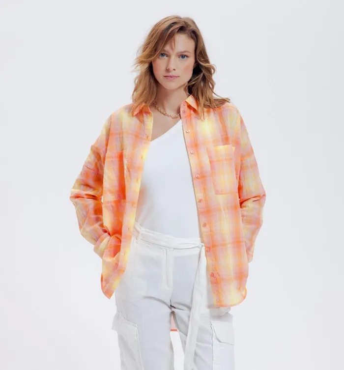 Women Checked Maxi Shirt 8211 Multicolour Checks Promod Shirts And Tunics