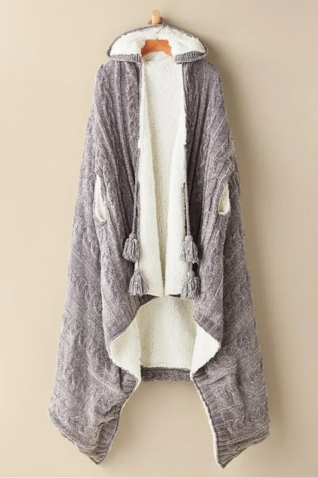 Women Chenille Sherpa Wearable Throw Brunnera Blue Soft Surroundings Sleepwear and Lounge Women Chenille Sherpa Wearable Throw Brunnera Blue Soft Surroundings Sleepwear and Lounge