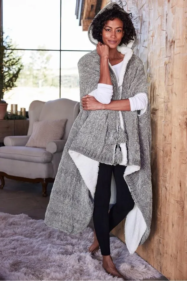 Women Chenille Sherpa Wearable Throw Brunnera Blue Soft Surroundings Sleepwear and Lounge Women Chenille Sherpa Wearable Throw Brunnera Blue Soft Surroundings Sleepwear and Lounge