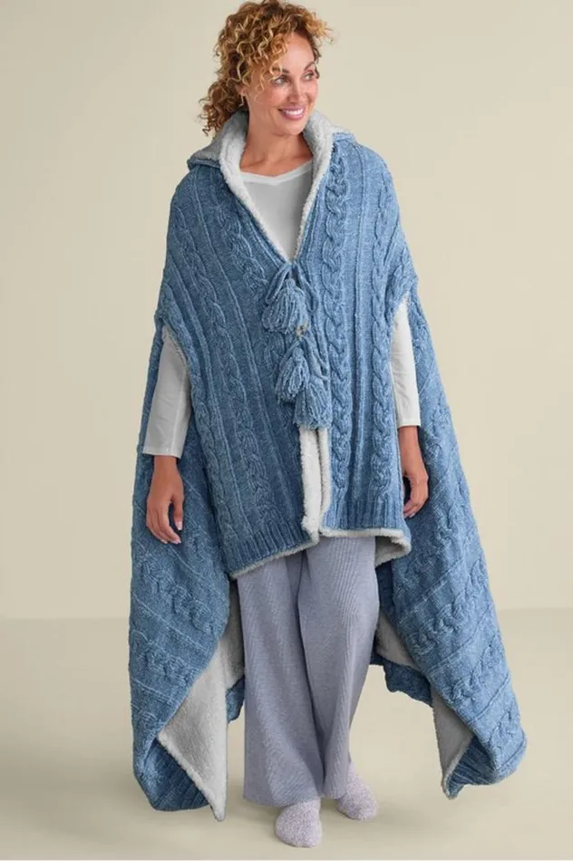Women Chenille Sherpa Wearable Throw Brunnera Blue Soft Surroundings Sleepwear and Lounge Women Chenille Sherpa Wearable Throw Brunnera Blue Soft Surroundings Sleepwear and Lounge