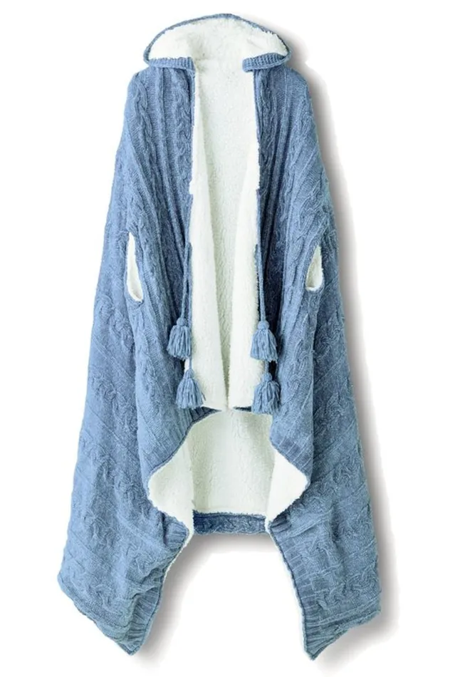 Women Chenille Sherpa Wearable Throw Brunnera Blue Soft Surroundings Sleepwear and Lounge Women Chenille Sherpa Wearable Throw Brunnera Blue Soft Surroundings Sleepwear and Lounge
