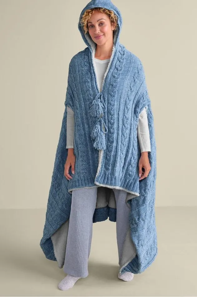 Women Chenille Sherpa Wearable Throw Brunnera Blue Soft Surroundings Sleepwear and Lounge Women Chenille Sherpa Wearable Throw Brunnera Blue Soft Surroundings Sleepwear and Lounge