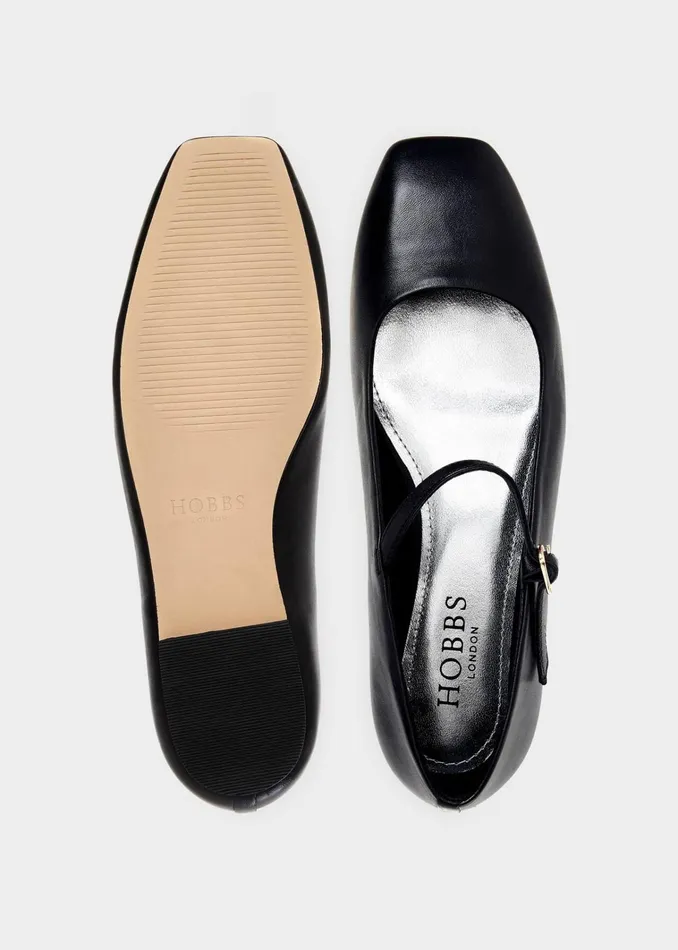 Women Chrissy Mary Jane Black Hobbs Flats