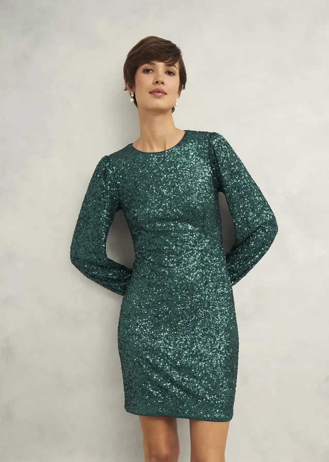 Women Cianna Sequin Dress Evergreen Hobbs Dresses and Jumpsuits
