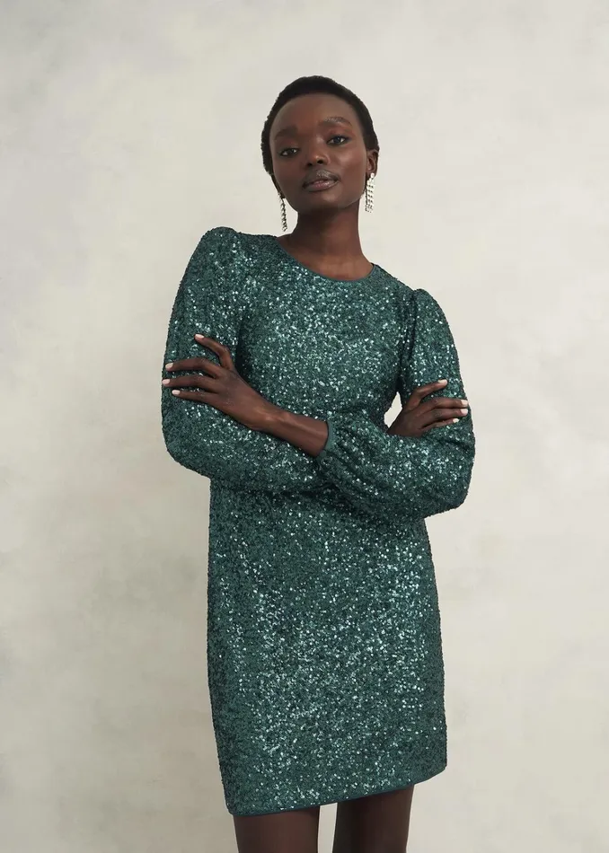 Women Cianna Sequin Dress Evergreen Hobbs Dresses and Jumpsuits