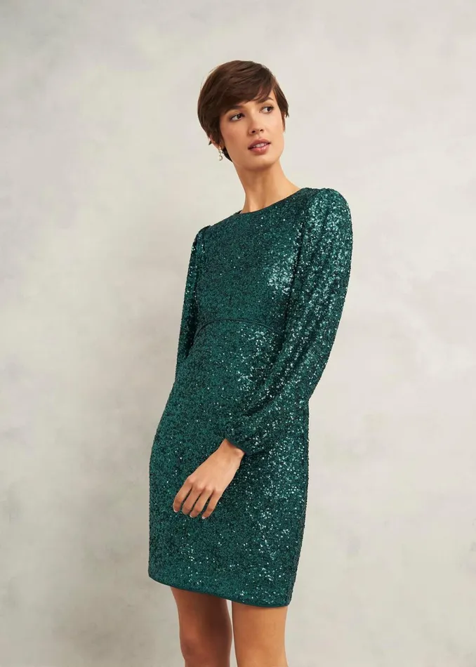 Women Cianna Sequin Dress Evergreen Hobbs Dresses and Jumpsuits