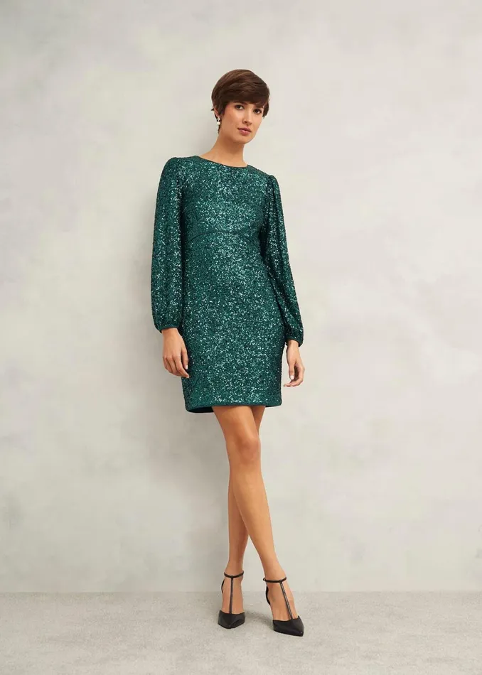 Women Cianna Sequin Dress Evergreen Hobbs Dresses and Jumpsuits