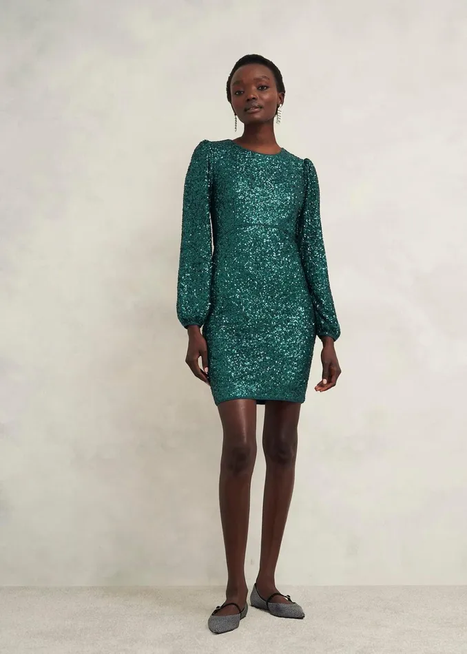 Women Cianna Sequin Dress Evergreen Hobbs Dresses and Jumpsuits