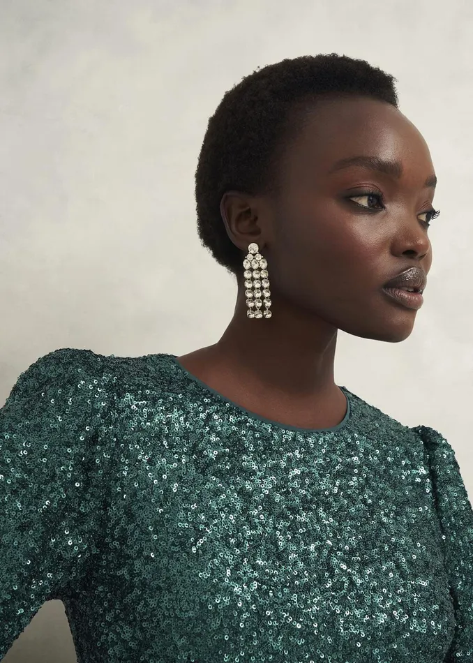 Women Cianna Sequin Dress Evergreen Hobbs Dresses and Jumpsuits