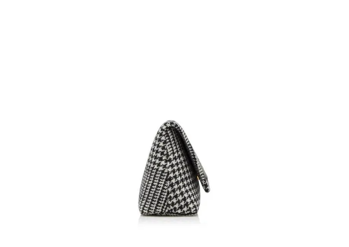 Women Clutches Tom Ford Prince Of Wales Wool Label Mini Chain Bag Black Chalk Women Clutches Tom Ford Prince Of Wales Wool Label Mini Chain Bag Black Chalk