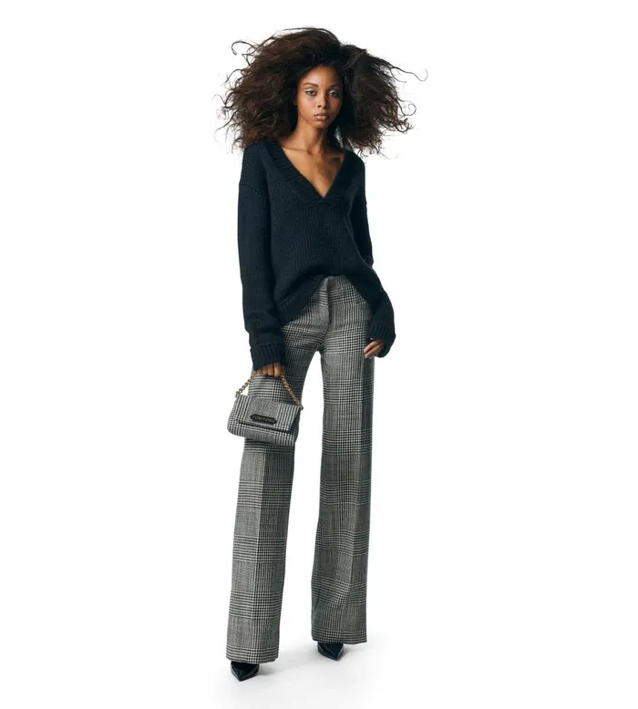 Women Clutches Tom Ford Prince Of Wales Wool Label Mini Chain Bag Black Chalk Women Clutches Tom Ford Prince Of Wales Wool Label Mini Chain Bag Black Chalk