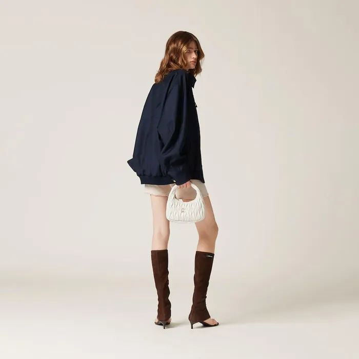 Women Coats And Jackets Miu Miu Batavia Blouson Jacket Navy Women Coats And Jackets Miu Miu Batavia Blouson Jacket Navy