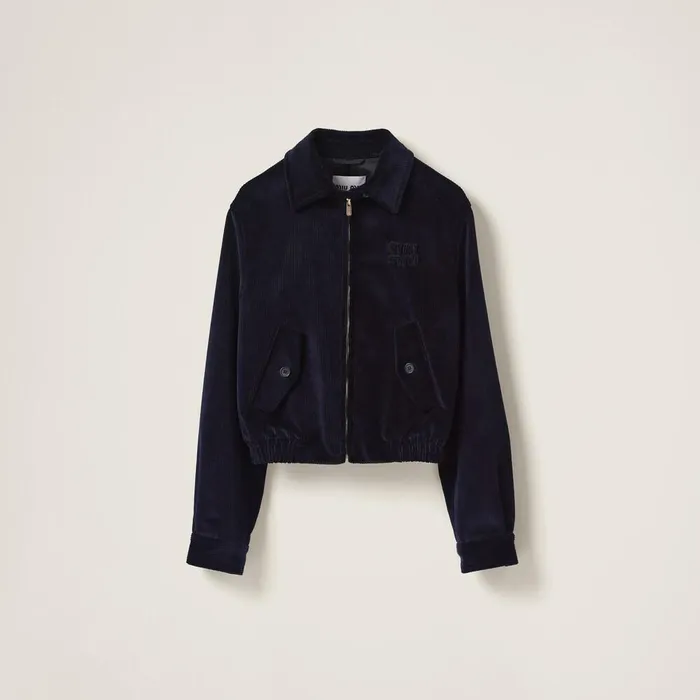 Women Coats And Jackets Miu Miu Corduroy Blouson Jacket Navy