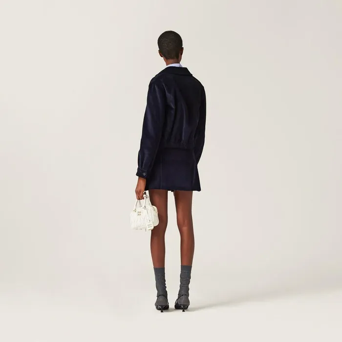 Women Coats And Jackets Miu Miu Corduroy Blouson Jacket Navy Women Coats And Jackets Miu Miu Corduroy Blouson Jacket Navy
