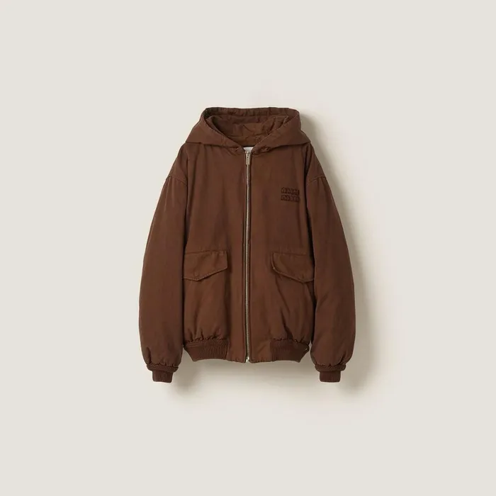 Women Coats And Jackets Miu Miu Gabardine Down Jacket Cocoa Brown
