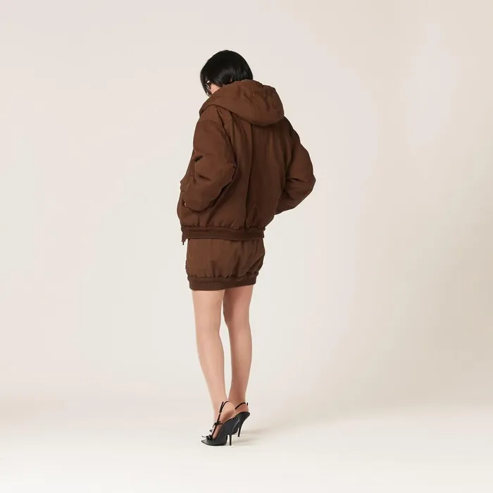 Women Coats And Jackets Miu Miu Gabardine Down Jacket Cocoa Brown Women Coats And Jackets Miu Miu Gabardine Down Jacket Cocoa Brown