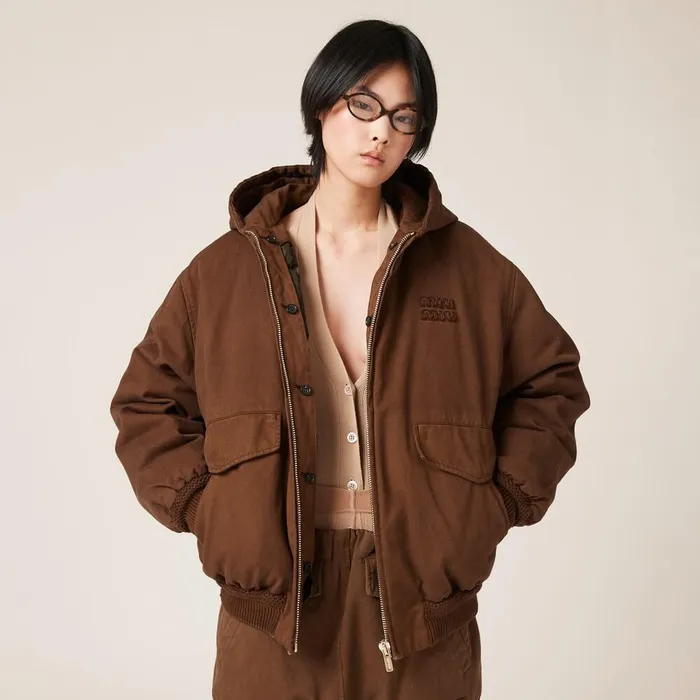 Women Coats And Jackets Miu Miu Gabardine Down Jacket Cocoa Brown Women Coats And Jackets Miu Miu Gabardine Down Jacket Cocoa Brown