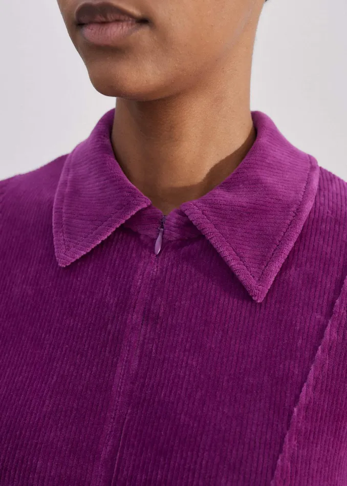 Women Cord Velour Fit And Flare Midi Dress Deep Winter Iris MEEM