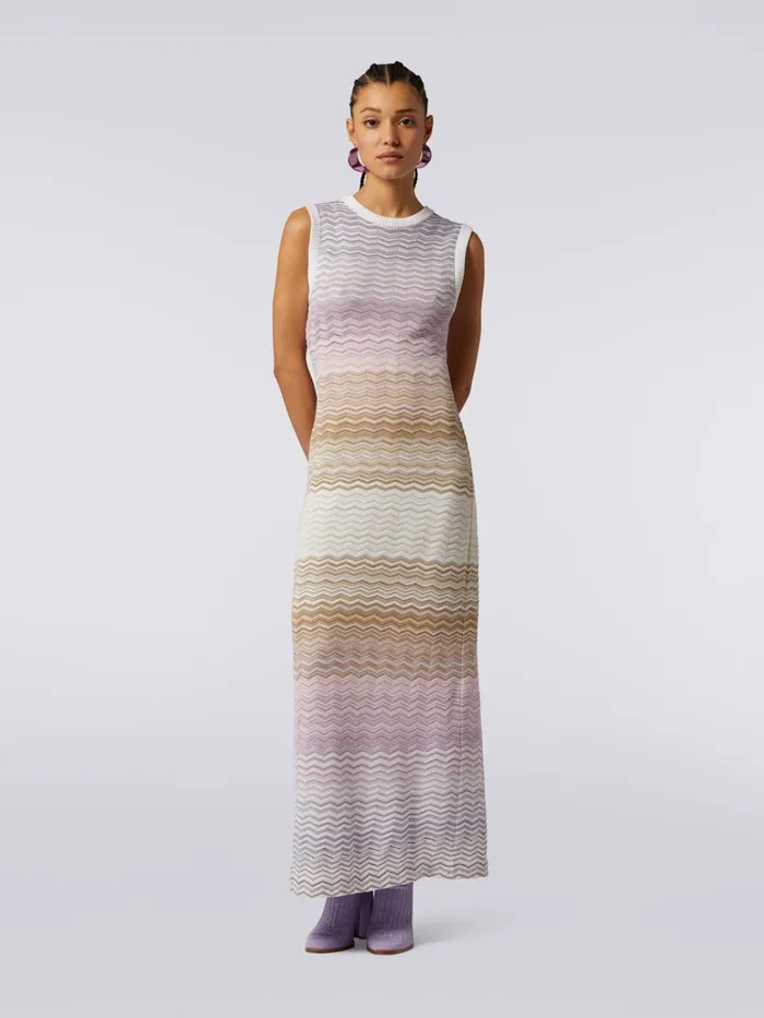 Women Cotton And Viscose Chevron Long Sleeveless Dress Multicoloured Missoni Dresses Women Cotton And Viscose Chevron Long Sleeveless Dress Multicoloured Missoni Dresses