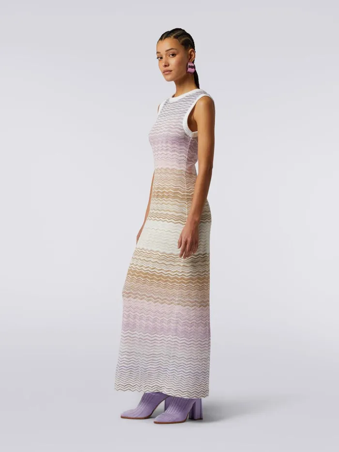 Women Cotton And Viscose Chevron Long Sleeveless Dress Multicoloured Missoni Dresses Women Cotton And Viscose Chevron Long Sleeveless Dress Multicoloured Missoni Dresses