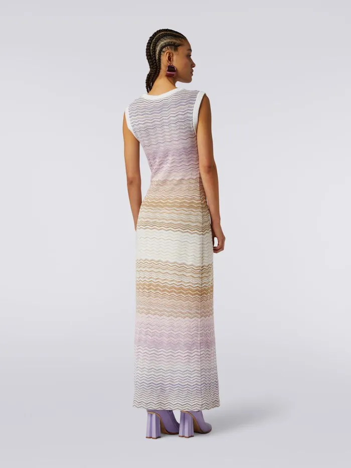 Women Cotton And Viscose Chevron Long Sleeveless Dress Multicoloured Missoni Dresses Women Cotton And Viscose Chevron Long Sleeveless Dress Multicoloured Missoni Dresses