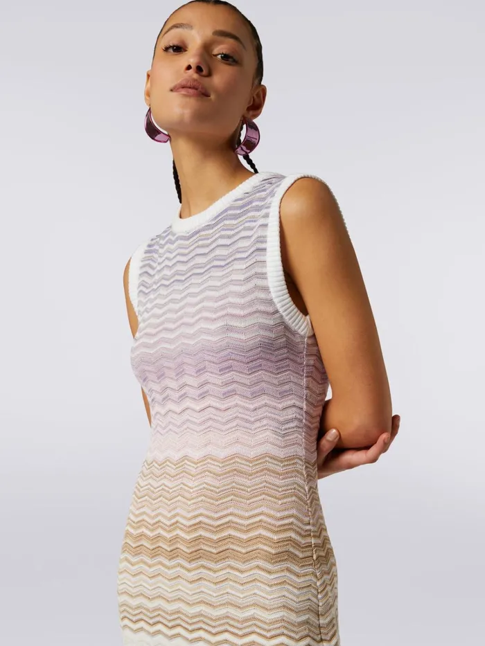 Women Cotton And Viscose Chevron Long Sleeveless Dress Multicoloured Missoni Dresses Women Cotton And Viscose Chevron Long Sleeveless Dress Multicoloured Missoni Dresses