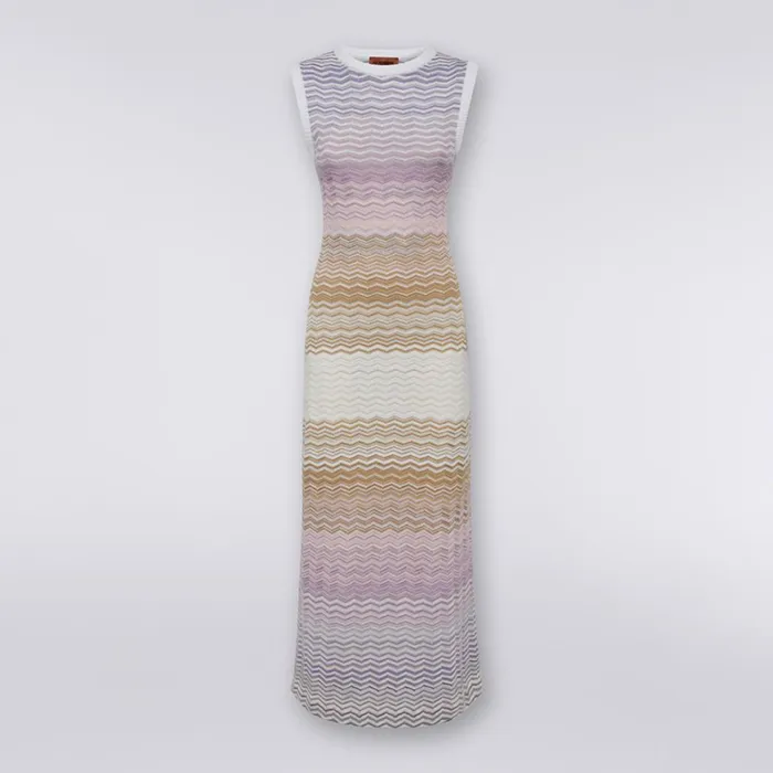 Women Cotton And Viscose Chevron Long Sleeveless Dress Multicoloured Missoni Dresses Women Cotton And Viscose Chevron Long Sleeveless Dress Multicoloured Missoni Dresses