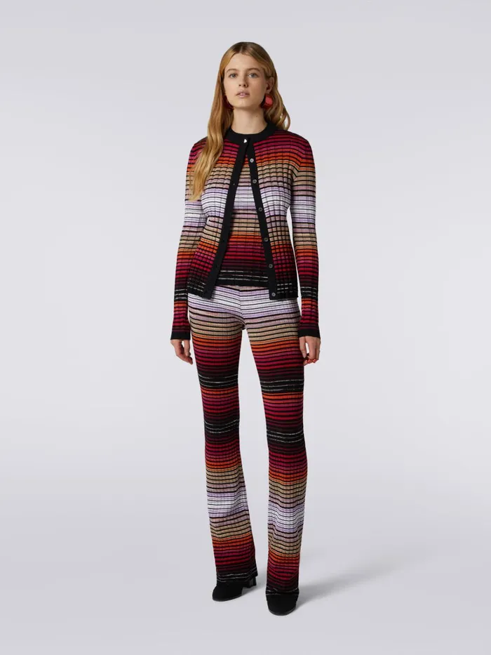 Women Cotton And Viscose Striped Flared Trousers Multicoloured Missoni Trousers Women Cotton And Viscose Striped Flared Trousers Multicoloured Missoni Trousers