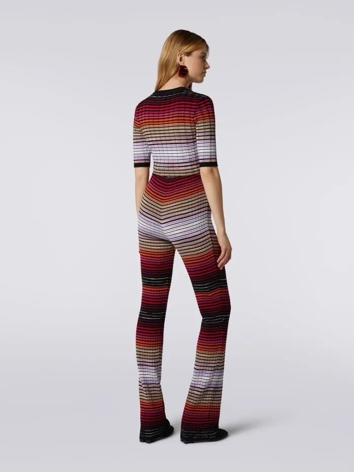 Women Cotton And Viscose Striped Flared Trousers Multicoloured Missoni Trousers Women Cotton And Viscose Striped Flared Trousers Multicoloured Missoni Trousers