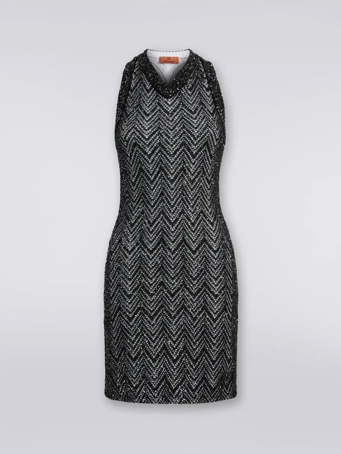 Women Cotton Blend Chevron Dress With Sequins Black Missoni Dresses