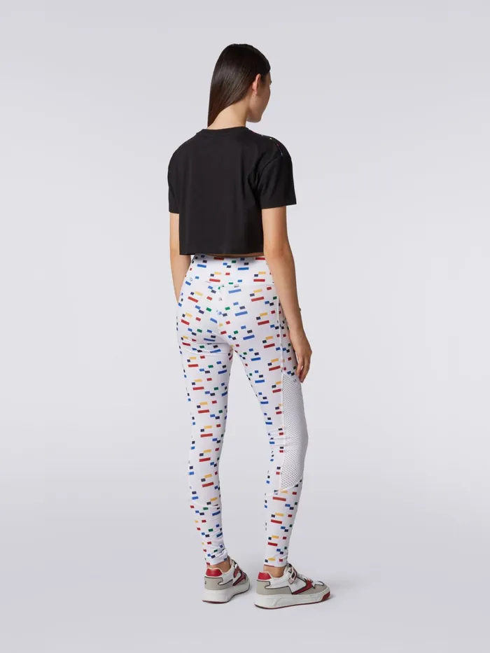 Women Cotton Crop Top With Legacy Logo Print And Embroidery Black and Multicoloured Missoni Sport
