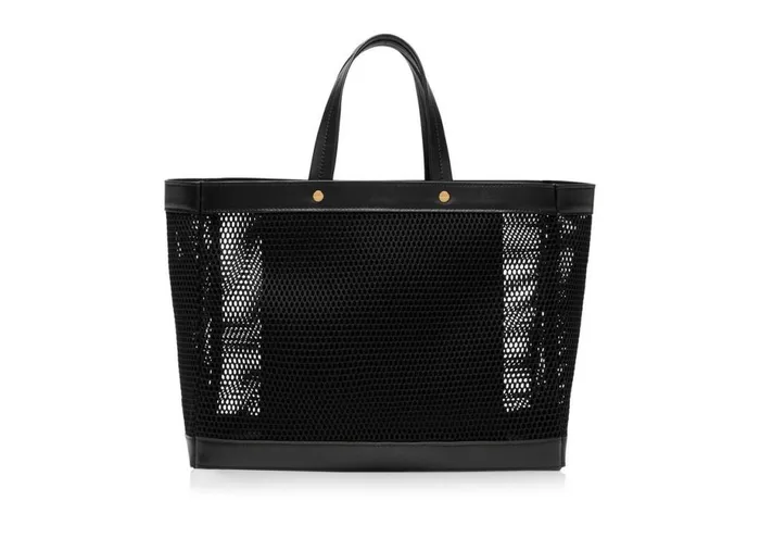 Women Cross Body Bags Tom Ford Mesh And Leather T Screw Small EW Shopping Bag Black Women Cross Body Bags Tom Ford Mesh And Leather T Screw Small EW Shopping Bag Black