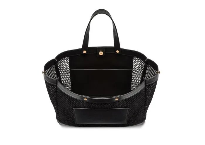 Women Cross Body Bags Tom Ford Mesh And Leather T Screw Small EW Shopping Bag Black Women Cross Body Bags Tom Ford Mesh And Leather T Screw Small EW Shopping Bag Black