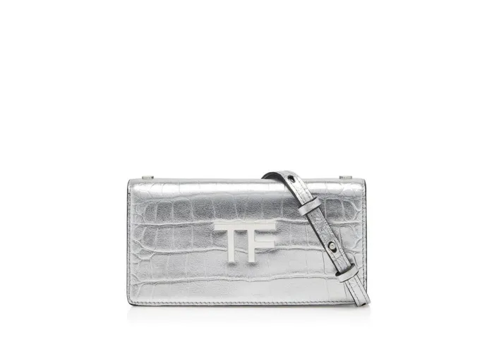 Women Cross Body Bags Tom Ford Metallic Leather Tf Mini Bag Silver