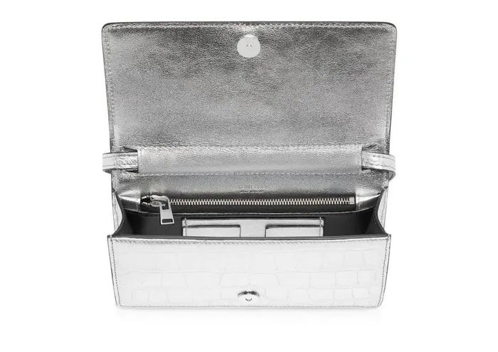 Women Cross Body Bags Tom Ford Metallic Leather Tf Mini Bag Silver Women Cross Body Bags Tom Ford Metallic Leather Tf Mini Bag Silver