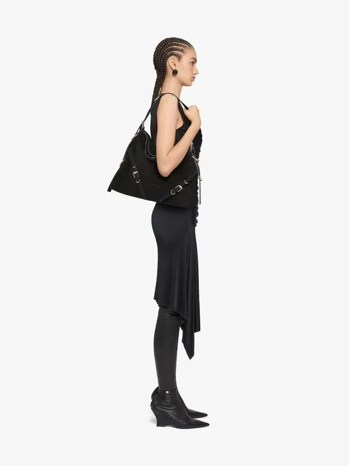 Women Crossbody Bags Givenchy Medium Voyou Bag In Suede Black Women Crossbody Bags Givenchy Medium Voyou Bag In Suede Black