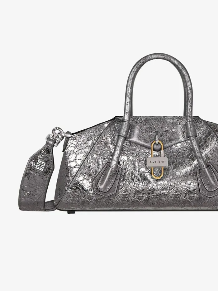 Women Crossbody Bags Givenchy Mini Antigona Stretch Bag In Laminated Leather Silvery Grey Women Crossbody Bags Givenchy Mini Antigona Stretch Bag In Laminated Leather Silvery Grey