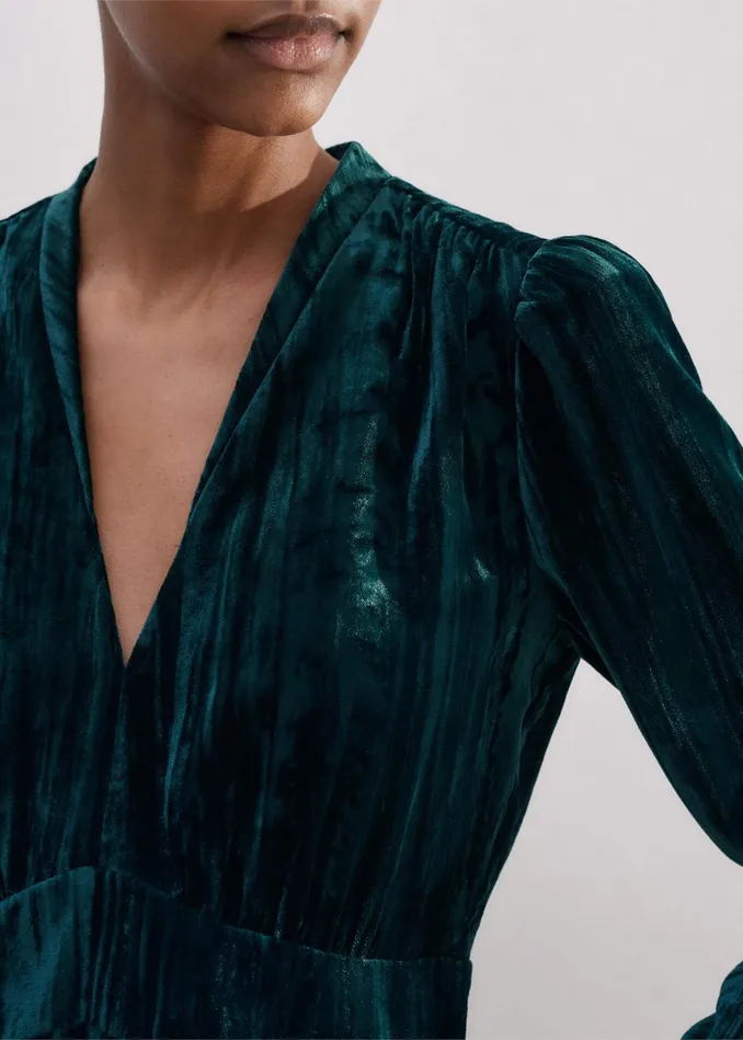 Women Crush Velvet Mini Dress Gable Green MEEM