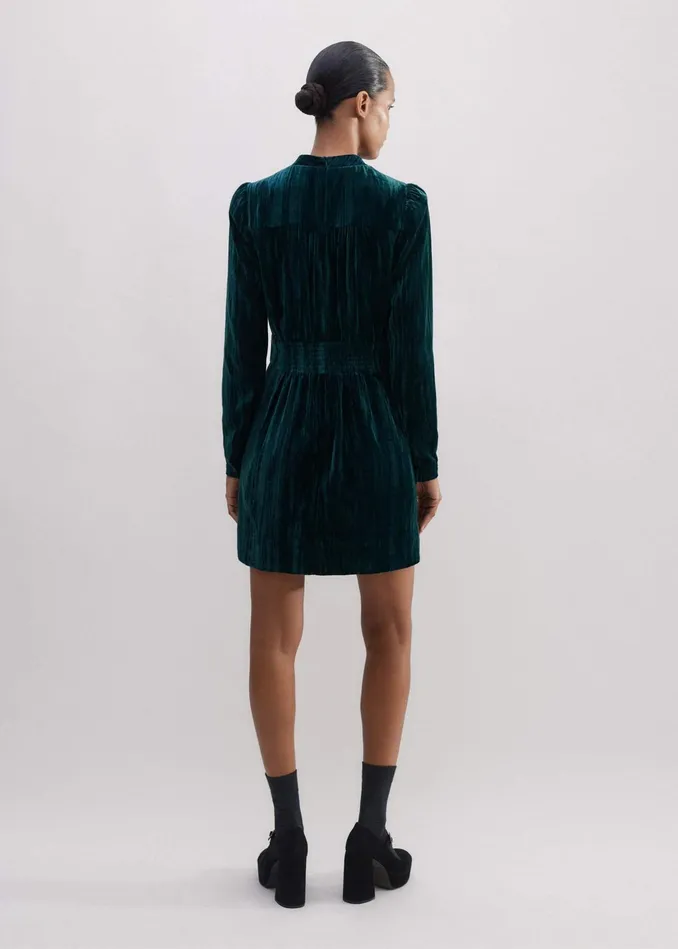 Women Crush Velvet Mini Dress Gable Green MEEM
