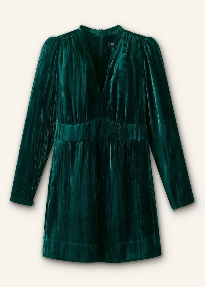 Women Crush Velvet Mini Dress Gable Green MEEM