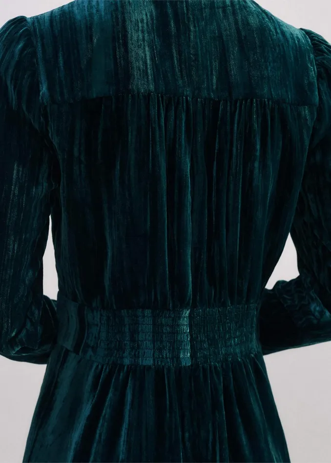 Women Crush Velvet Mini Dress Gable Green MEEM